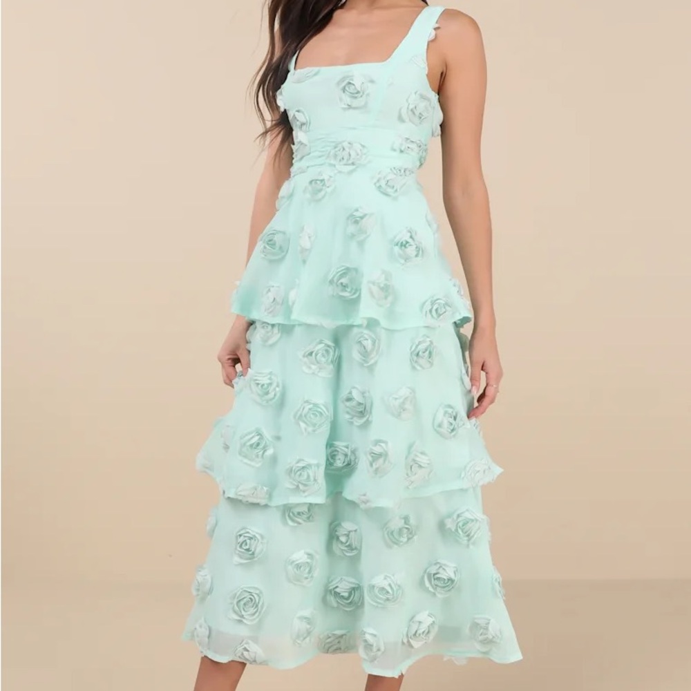 Lulu's Mint Green Layered Midi Dress